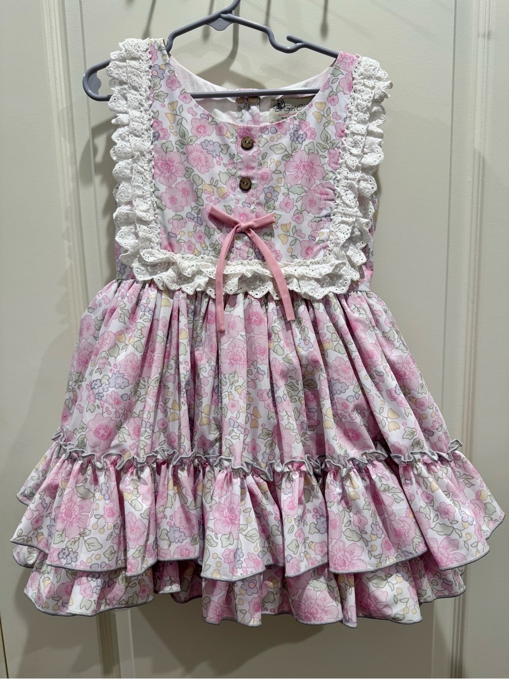 Be Girl Pink Floral Lace-Trim Dress with Bow Detail